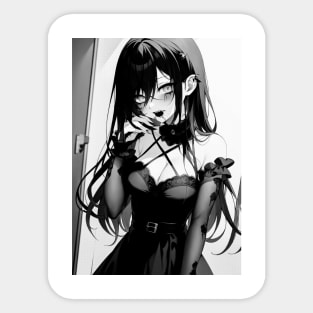Black and white anime girl Sticker